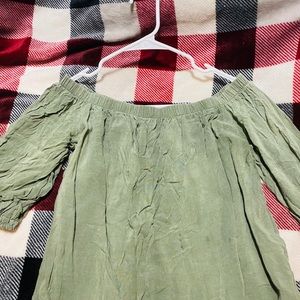 Light green off the shoulder shirt